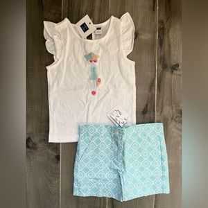 Janie & Jack South Beach Beauty Shorts Set Size 4 NWT